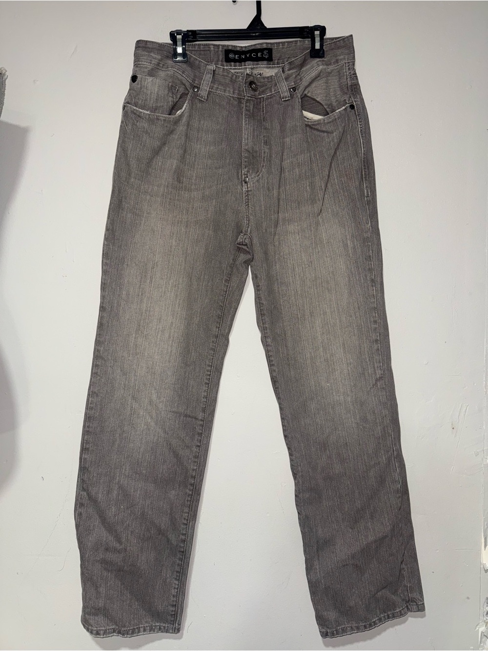 Y2K ENYCE Mens Straight Leg Jeans in Faded Gray